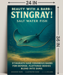 Beauty with a Barb Stingray Poster Art Print PosterGoat