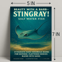 Beauty with a Barb Stingray Poster Art Print PosterGoat