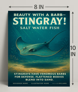 Beauty with a Barb Stingray Poster Art Print PosterGoat