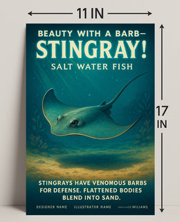 Beauty with a Barb Stingray Poster Art Print PosterGoat