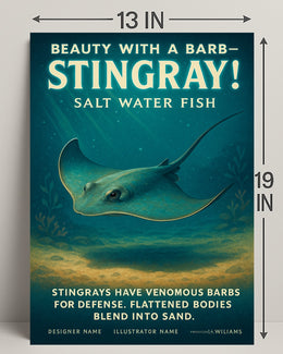 Beauty with a Barb Stingray Poster Art Print PosterGoat