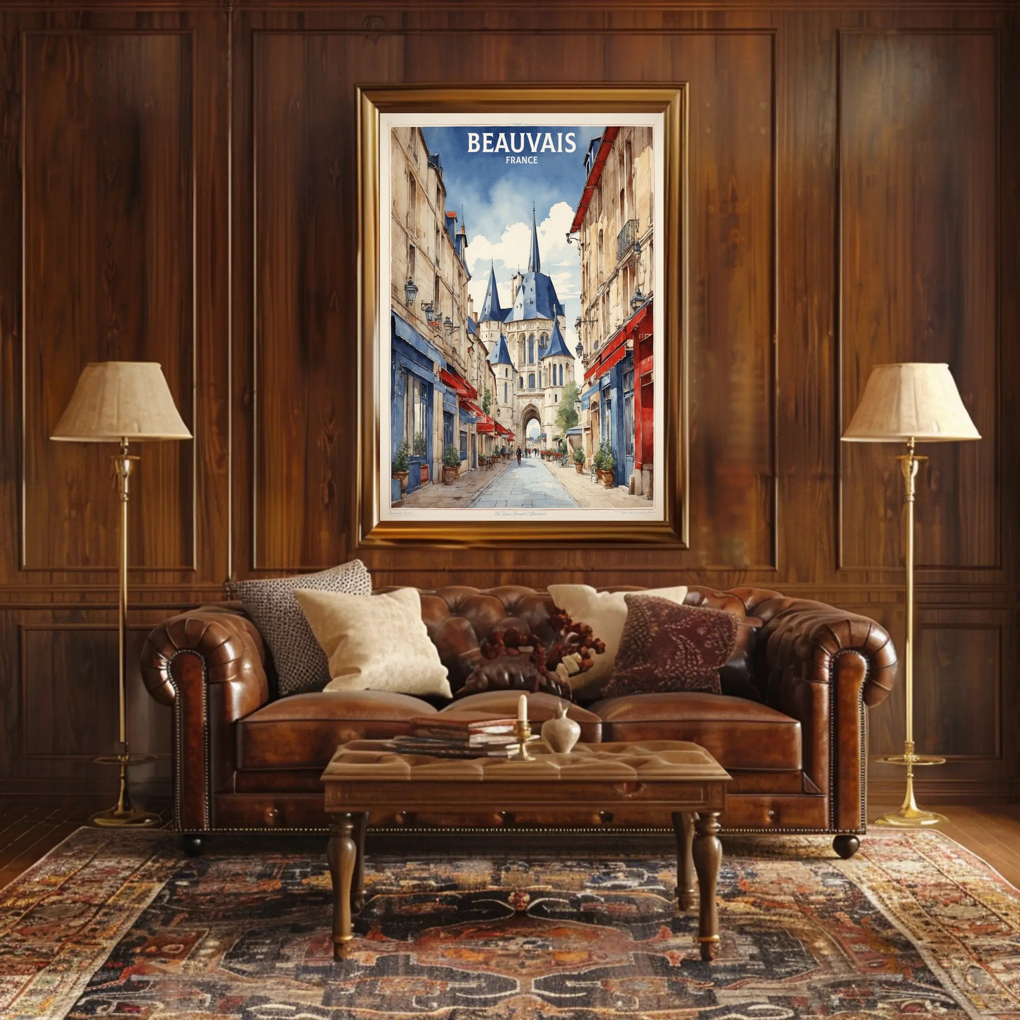 Beauvais Street Scene: Charming French Urban or Cityscape Poster PosterGoat