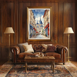 Beauvais Street Scene: Charming French Urban or Cityscape Poster PosterGoat