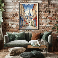 Beauvais Street Scene: Charming French Urban or Cityscape Poster PosterGoat