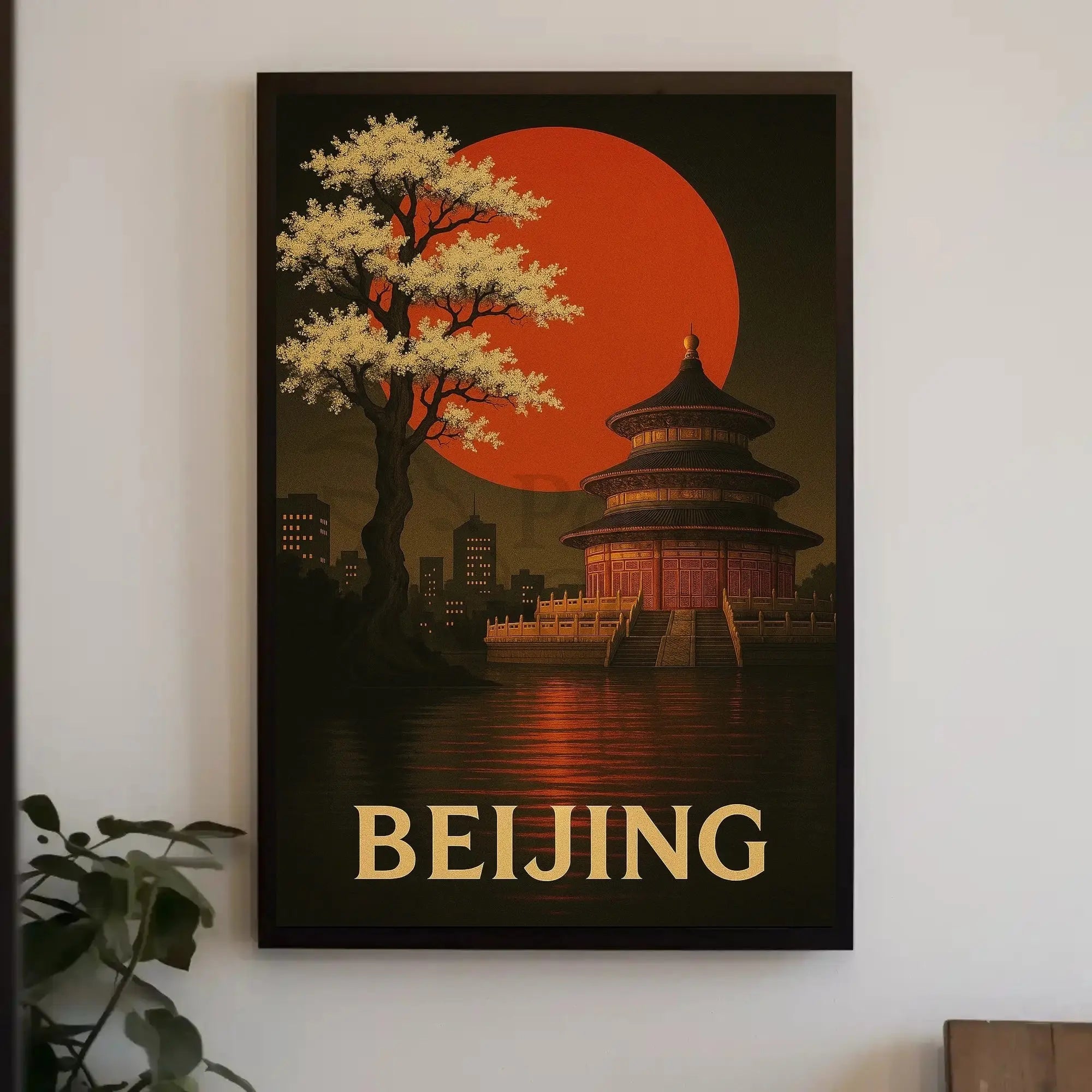 Beijing Temple Art Deco Travel Poster PosterGoat