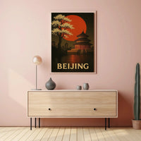 Beijing Temple Art Deco Travel Poster PosterGoat