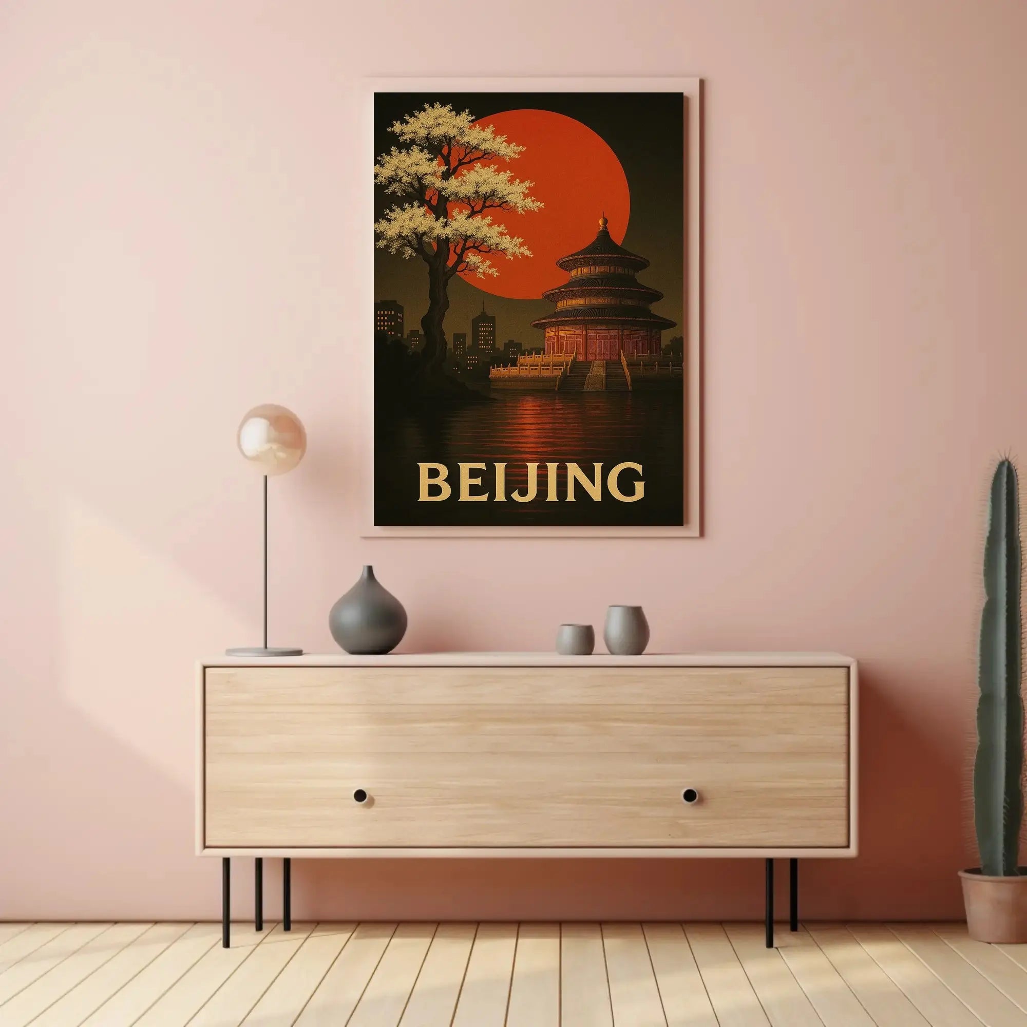 Beijing Temple Art Deco Travel Poster PosterGoat