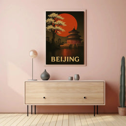 Beijing Temple Art Deco Travel Poster PosterGoat