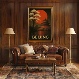 Beijing Temple Art Deco Travel Poster PosterGoat