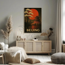 Beijing Temple Art Deco Travel Poster PosterGoat