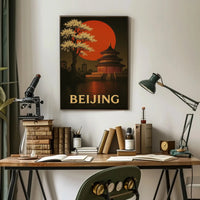 Beijing Temple Art Deco Travel Poster PosterGoat