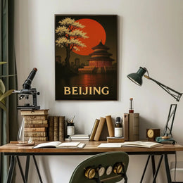 Beijing Temple Art Deco Travel Poster PosterGoat