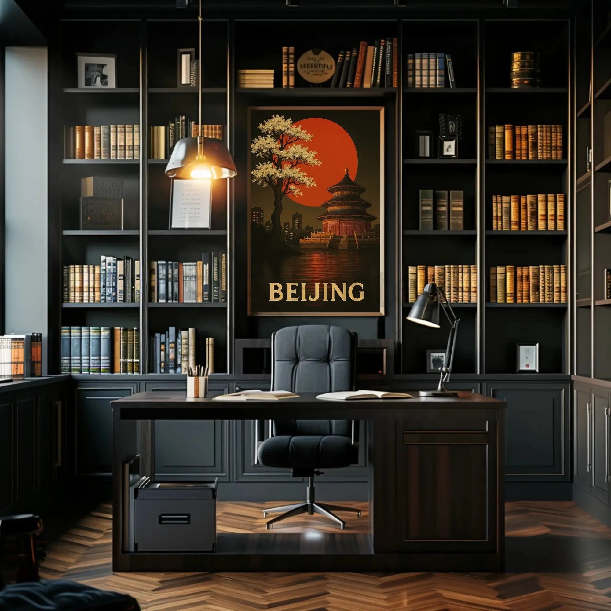 Beijing Temple Art Deco Travel Poster PosterGoat