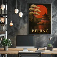 Beijing Temple Art Deco Travel Poster PosterGoat