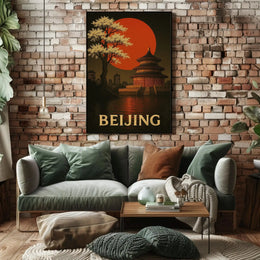 Beijing Temple Art Deco Travel Poster PosterGoat