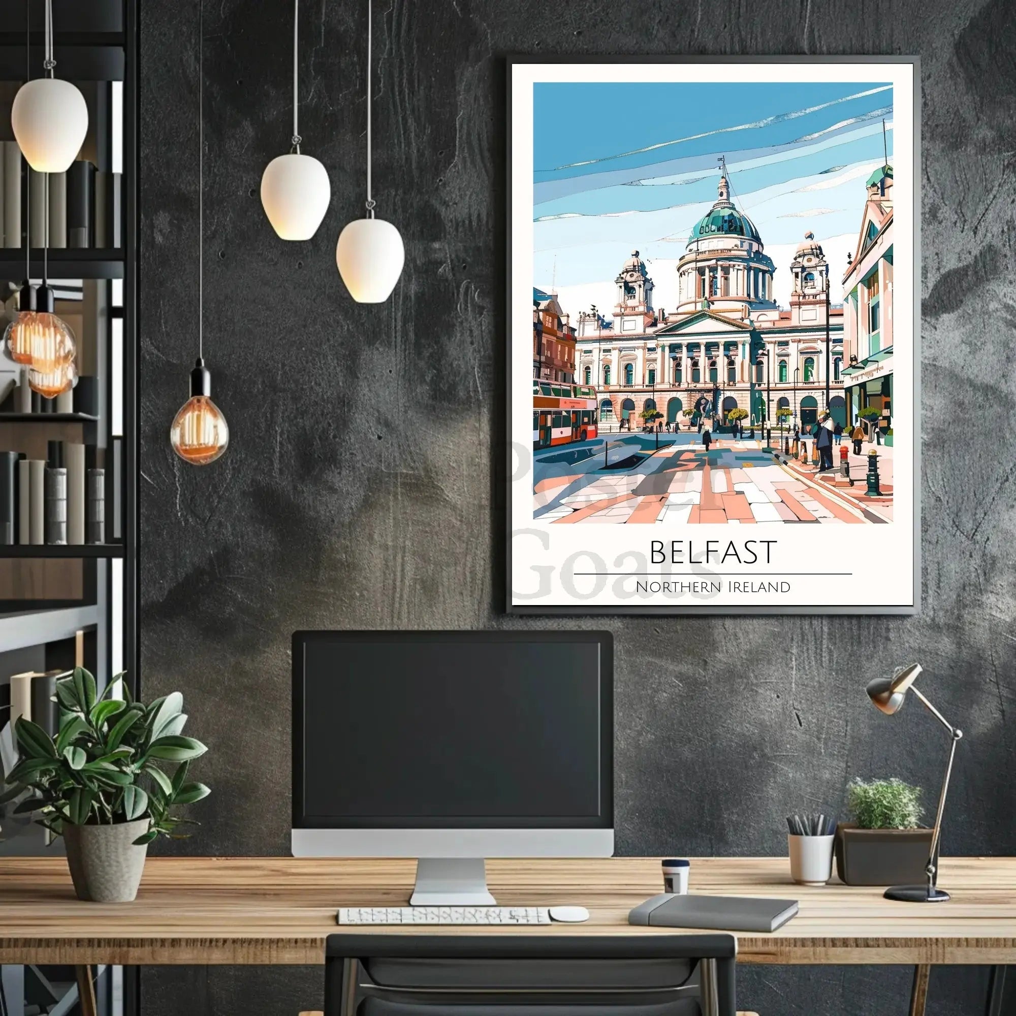 Belfast Landmark Modern Travel Poster PosterGoat