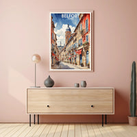 Belfort France Charming Street Scene Travel Poster PosterGoat
