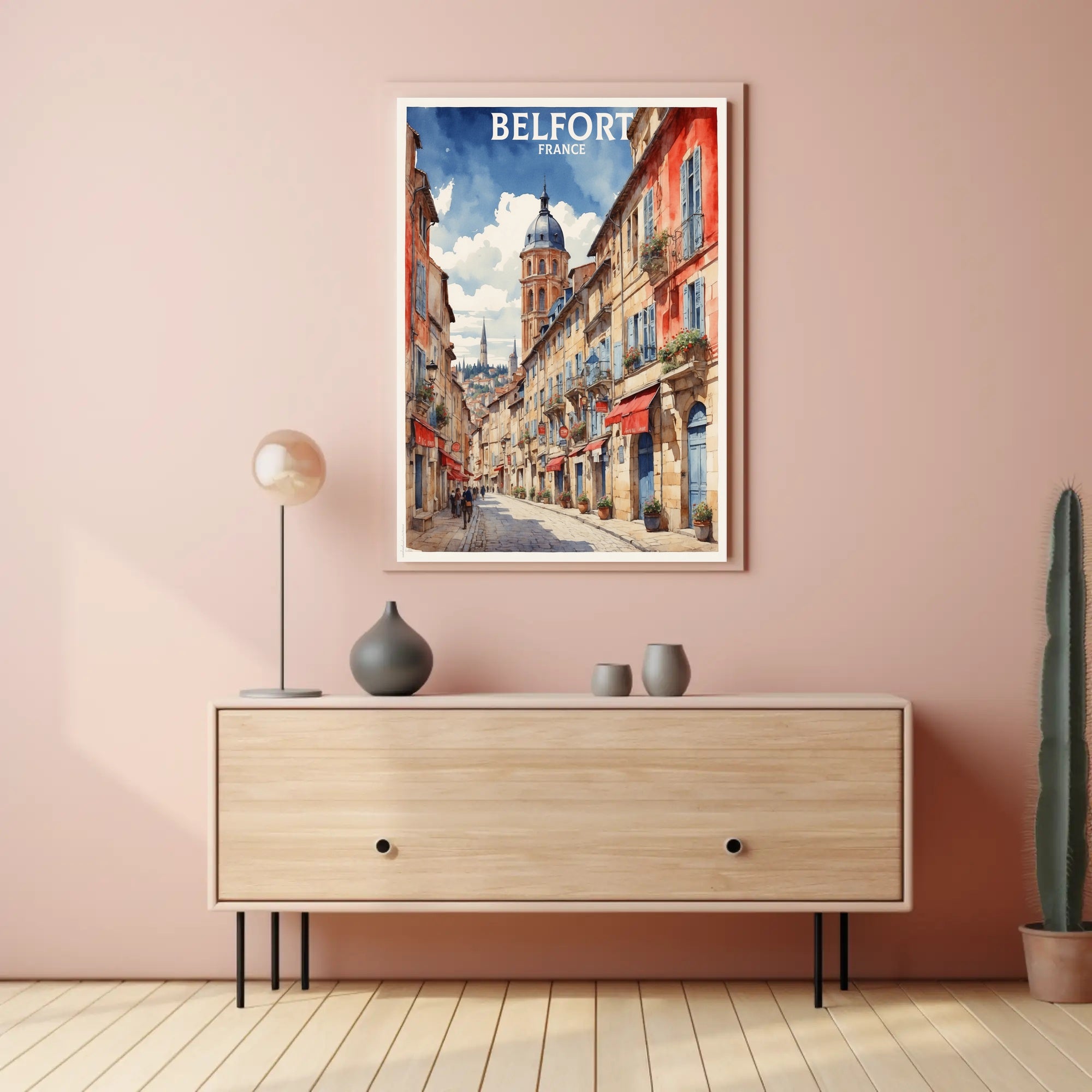 Belfort France Charming Street Scene Travel Poster PosterGoat