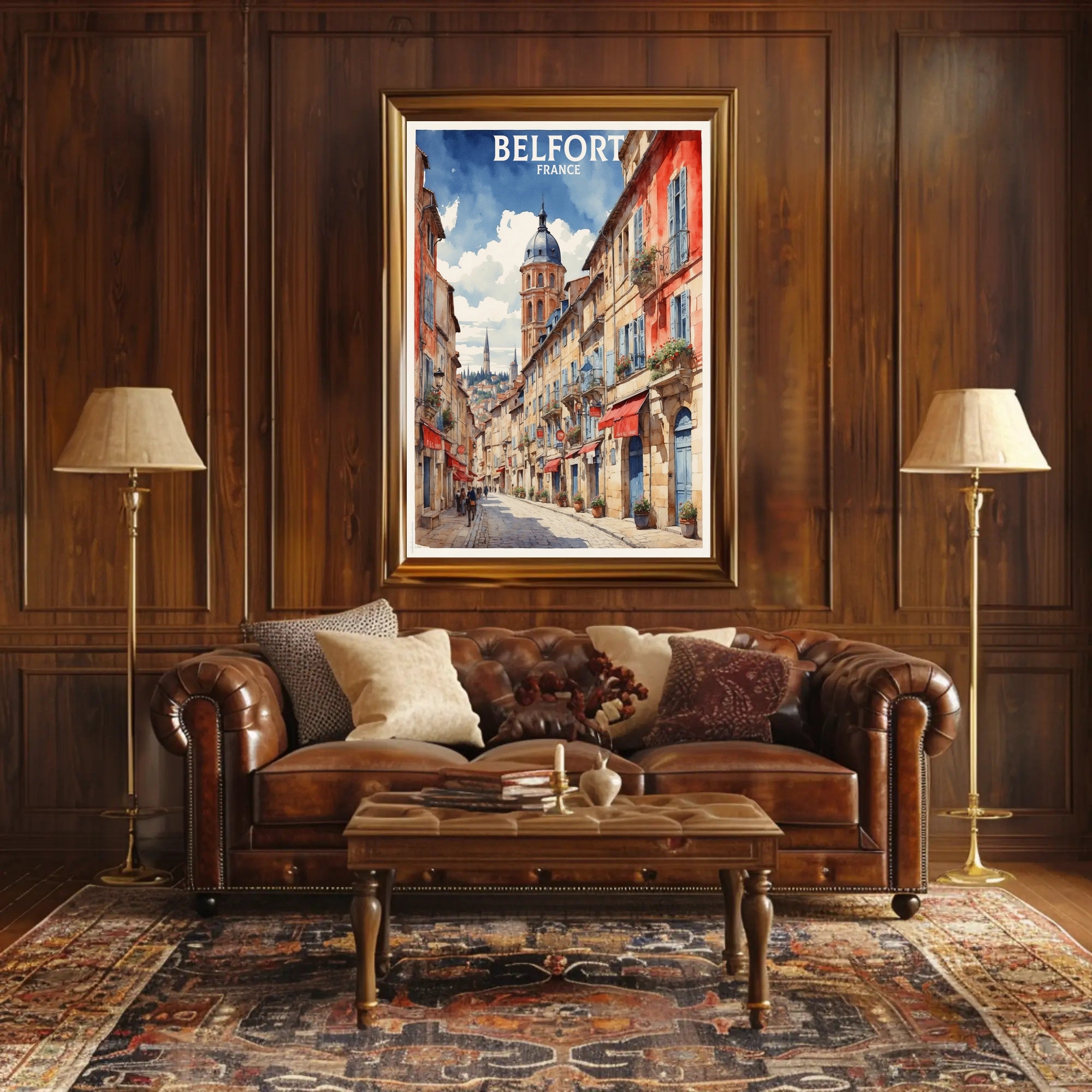 Belfort France Charming Street Scene Travel Poster PosterGoat