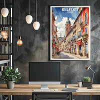 Belfort France Charming Street Scene Travel Poster PosterGoat