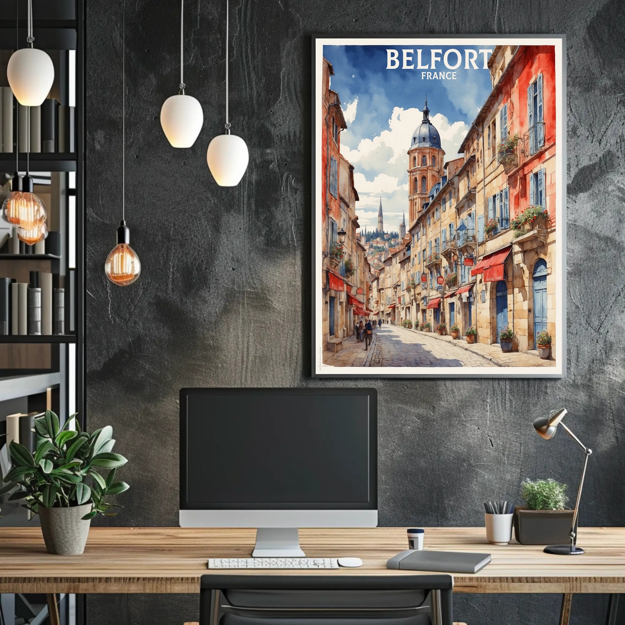 Belfort France Charming Street Scene Travel Poster PosterGoat
