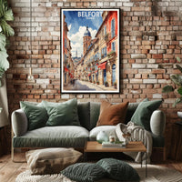 Belfort France Charming Street Scene Travel Poster PosterGoat