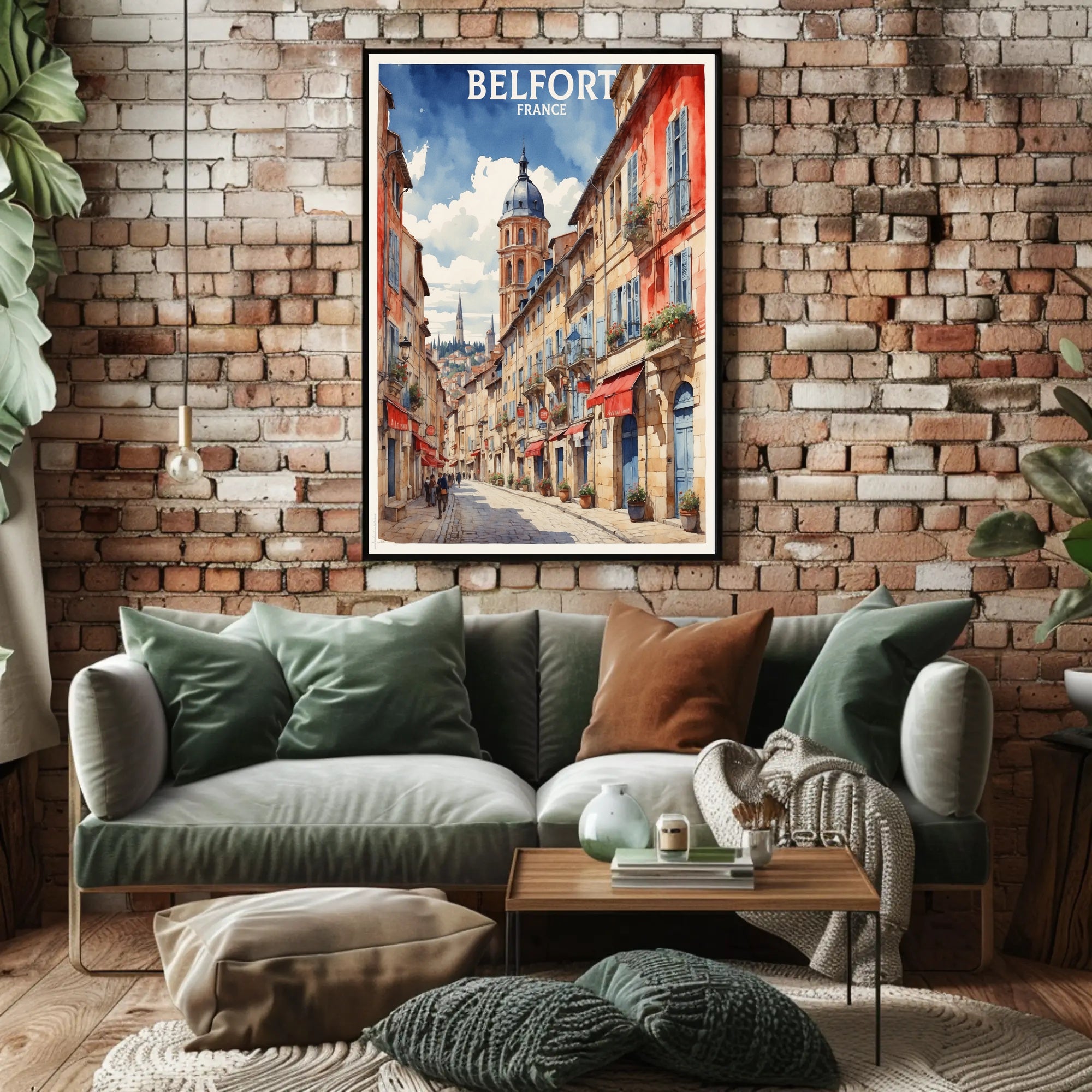 Belfort France Charming Street Scene Travel Poster PosterGoat