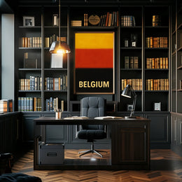 Belgium National Pride Abstract Art Poster PosterGoat