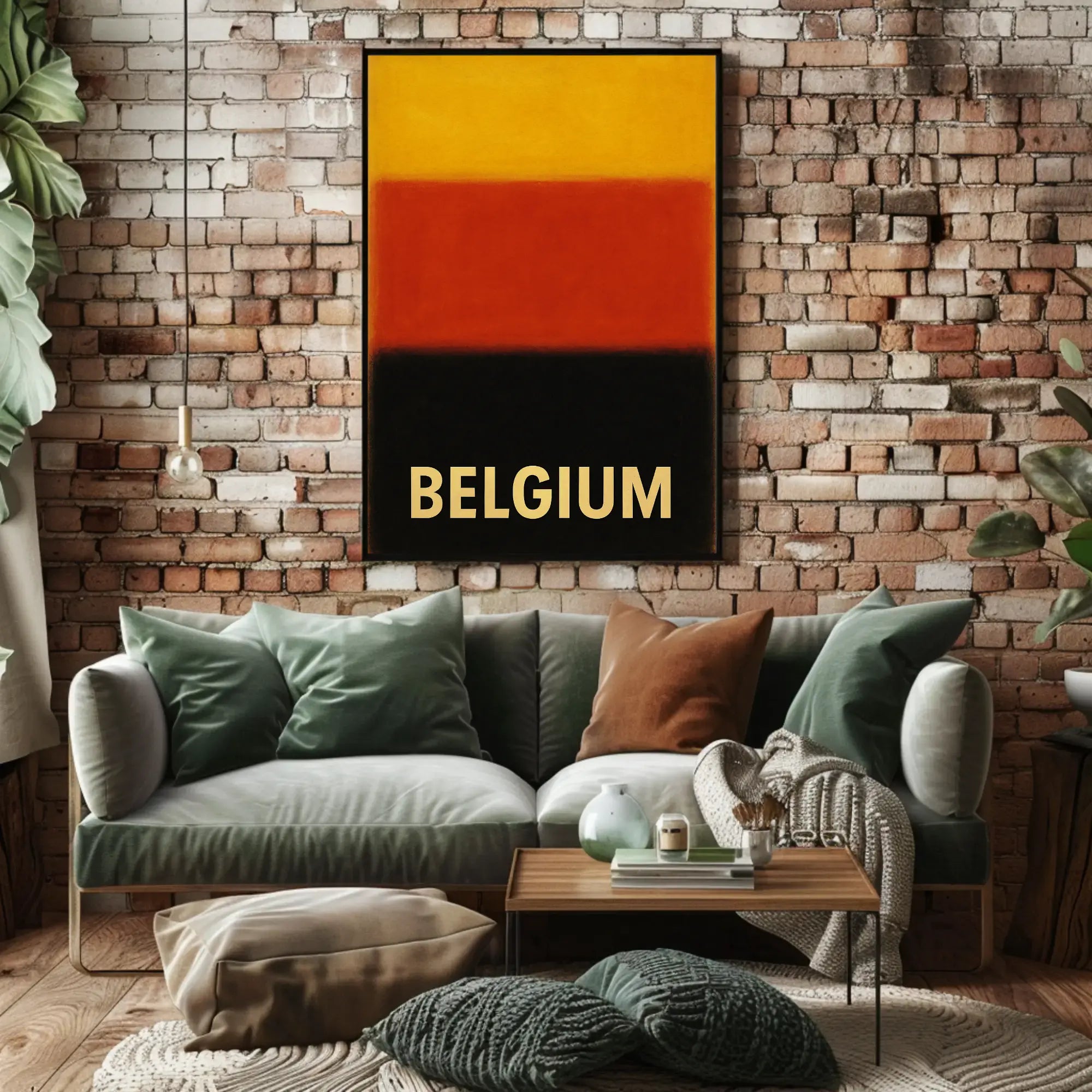 Belgium National Pride Abstract Art Poster PosterGoat