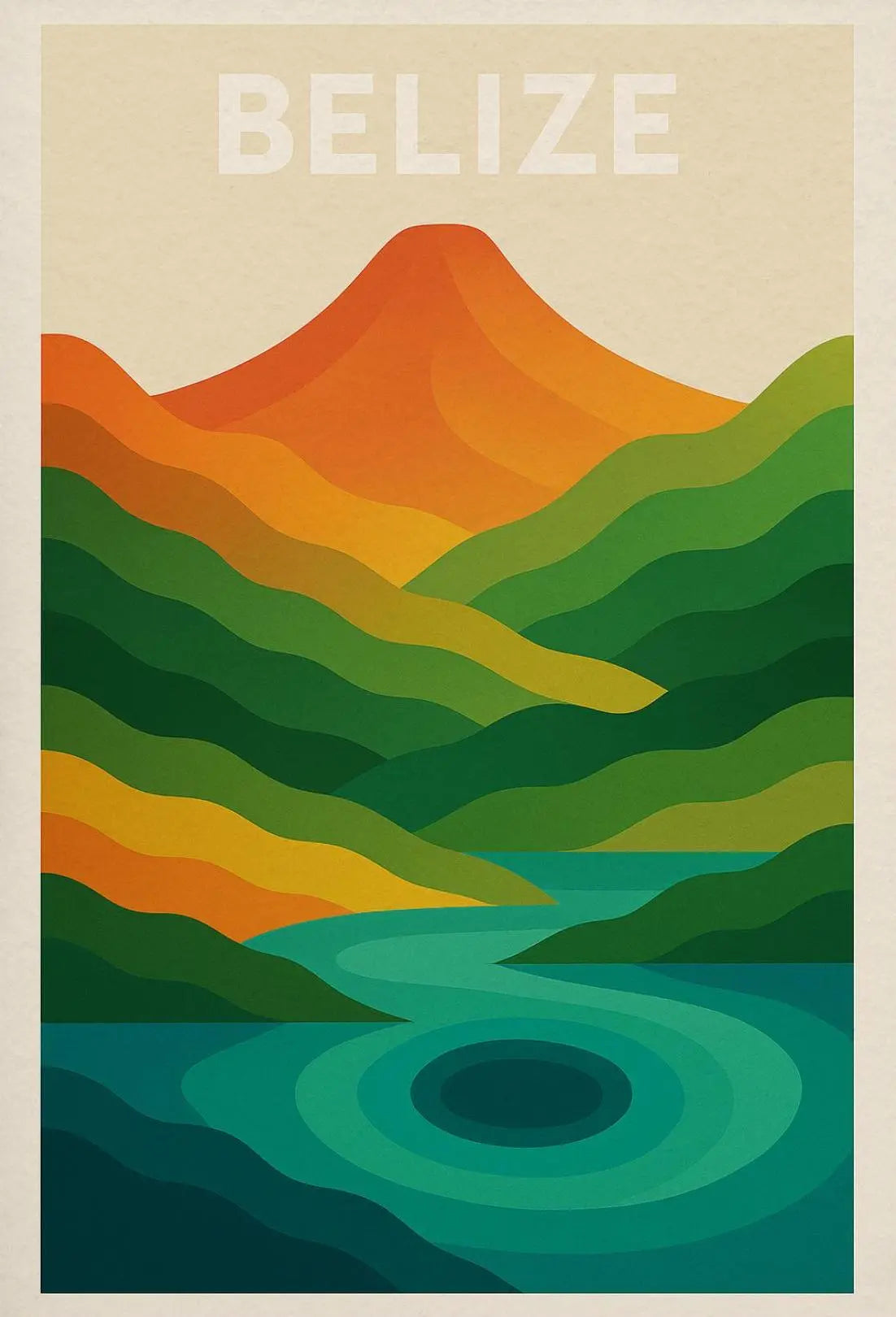 Belize Tranquility Minimalist Landscape Travel Poster PosterGoat