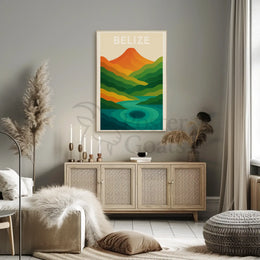 Belize Tranquility Minimalist Landscape Travel Poster PosterGoat
