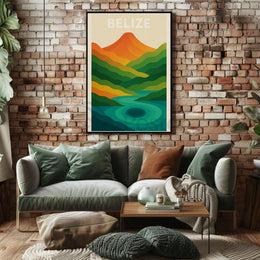 Belize Tranquility Minimalist Landscape Travel Poster PosterGoat
