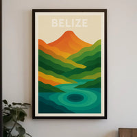 Belize Tranquility Minimalist Landscape Travel Poster PosterGoat