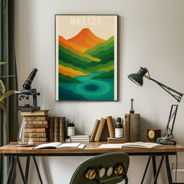 Belize Tranquility Minimalist Landscape Travel Poster PosterGoat