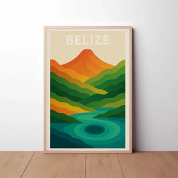 Belize Tranquility Minimalist Landscape Travel Poster PosterGoat