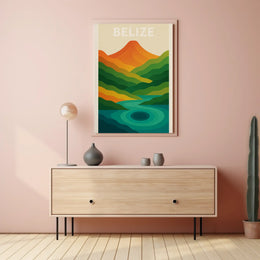 Belize Tranquility Minimalist Landscape Travel Poster PosterGoat