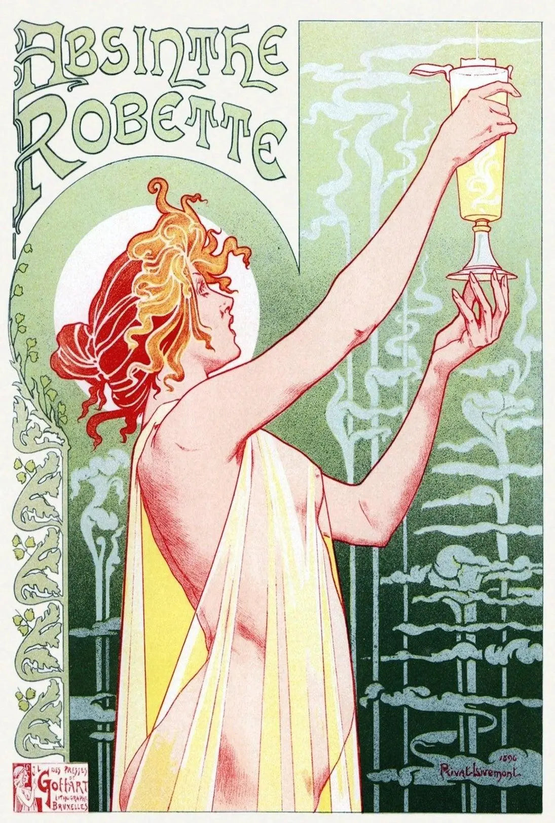 Belle Époque Absinthe Poster: Art Nouveau, Whimsical Elegance PosterGoat