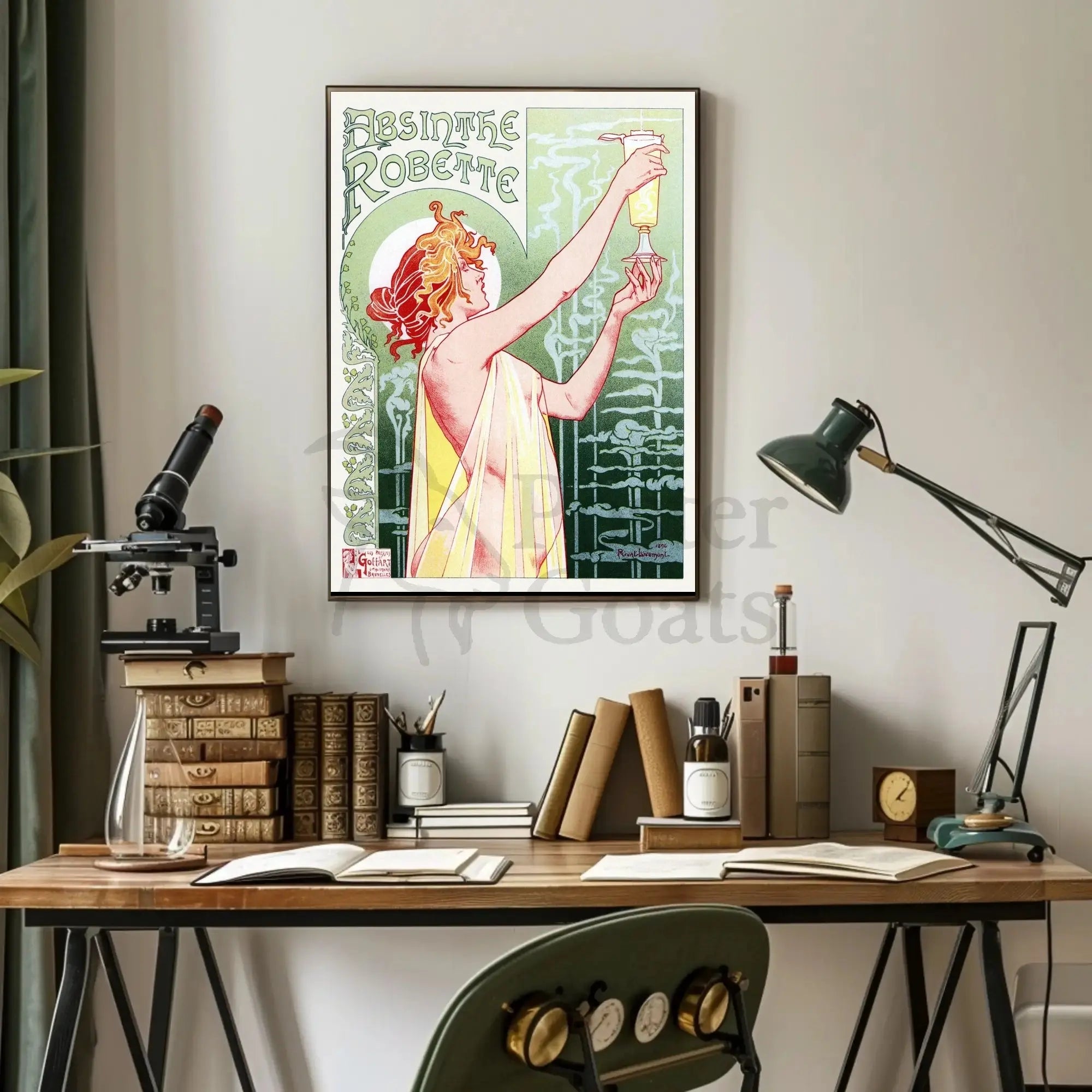 Belle Époque Absinthe Poster: Art Nouveau, Whimsical Elegance PosterGoat