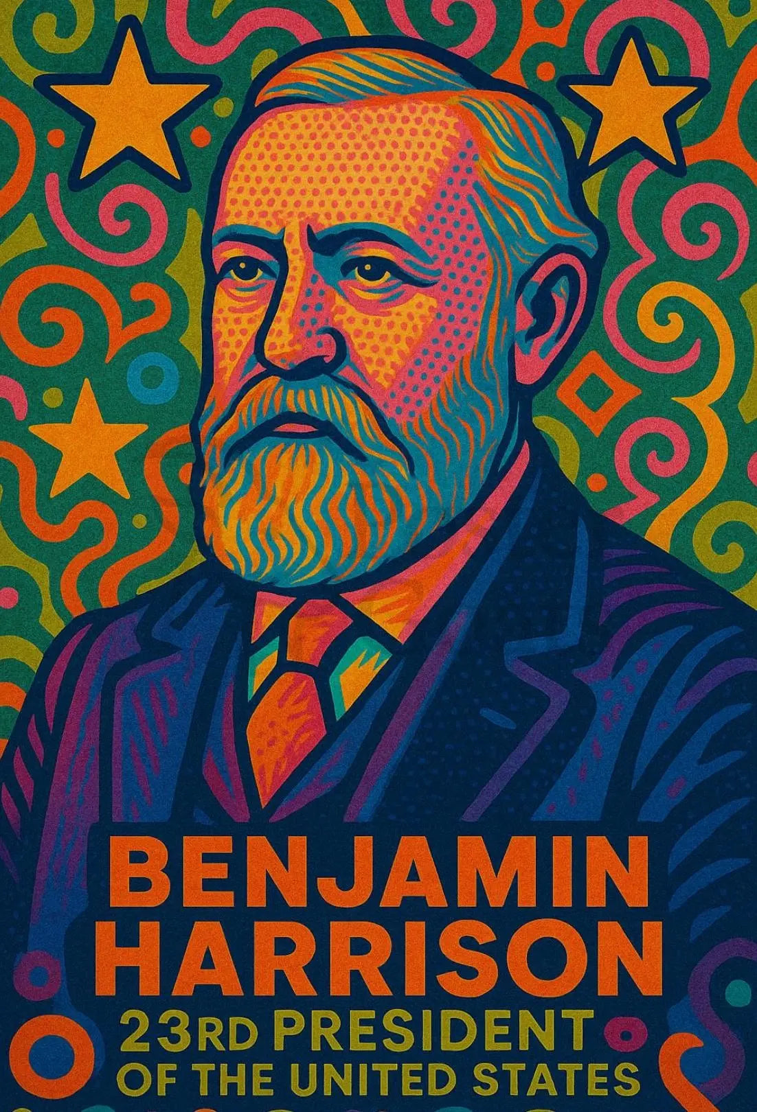 Benjamin Harrison Pop Art Presidential Poster PosterGoat