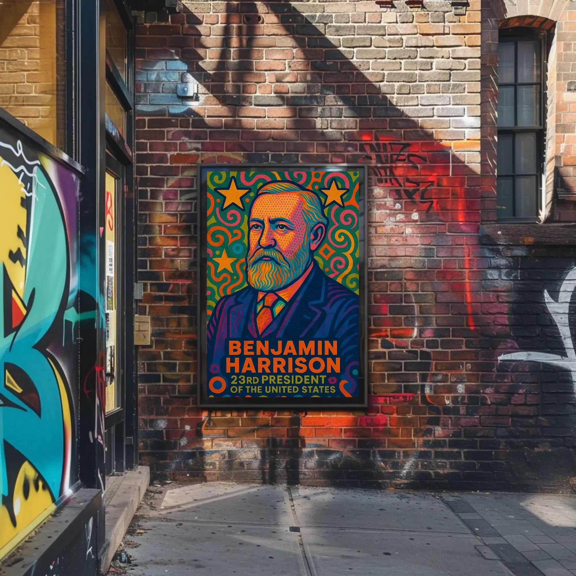 Benjamin Harrison Pop Art Presidential Poster PosterGoat