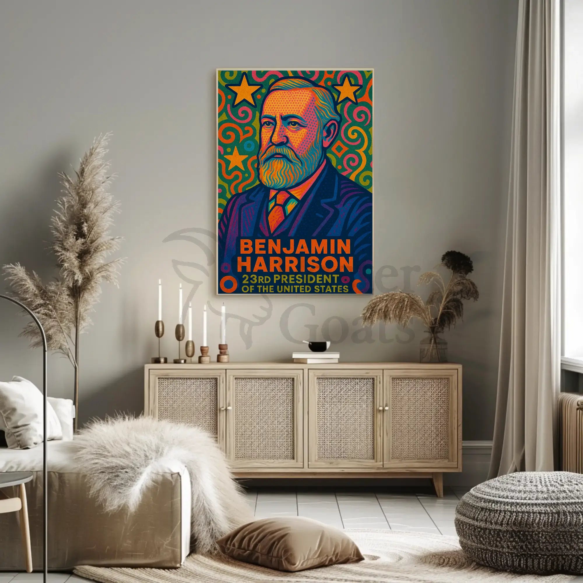 Benjamin Harrison Pop Art Presidential Poster PosterGoat
