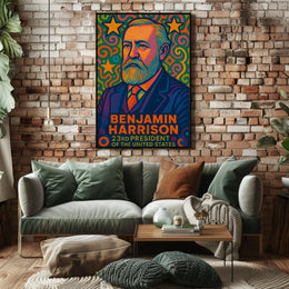 Benjamin Harrison Pop Art Presidential Poster PosterGoat