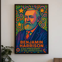 Benjamin Harrison Pop Art Presidential Poster PosterGoat