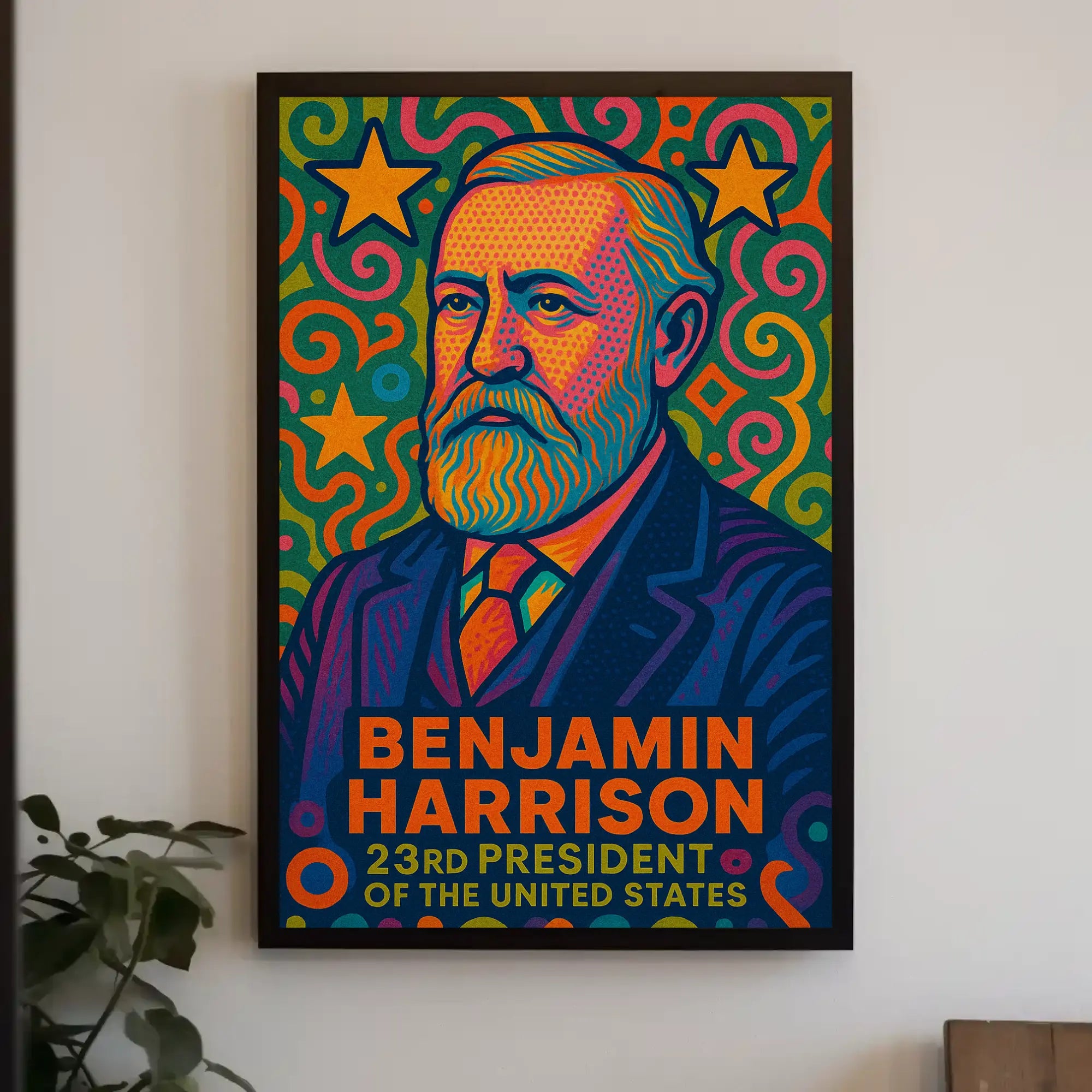 Benjamin Harrison Pop Art Presidential Poster PosterGoat
