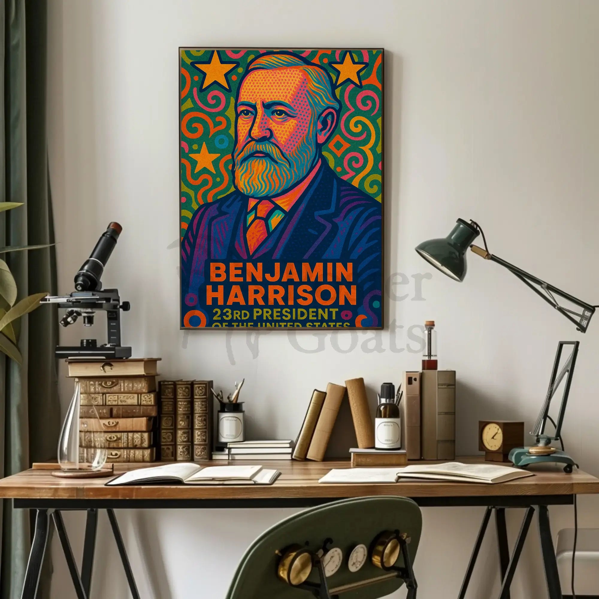 Benjamin Harrison Pop Art Presidential Poster PosterGoat