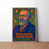 Benjamin Harrison Pop Art Presidential Poster PosterGoat