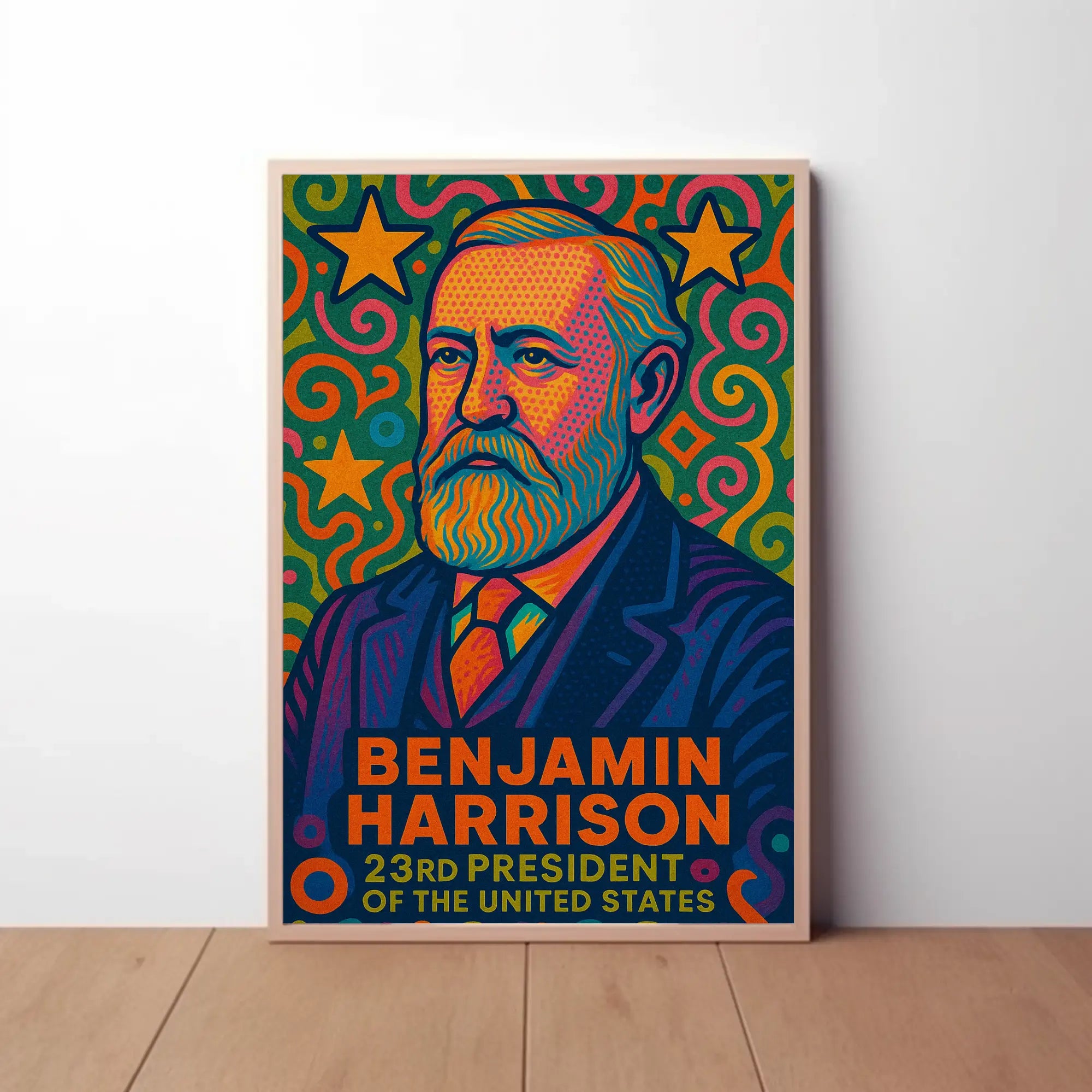 Benjamin Harrison Pop Art Presidential Poster PosterGoat
