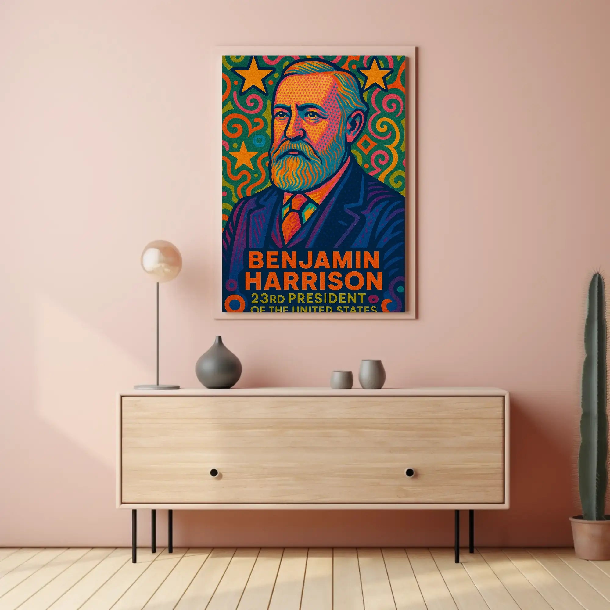 Benjamin Harrison Pop Art Presidential Poster PosterGoat