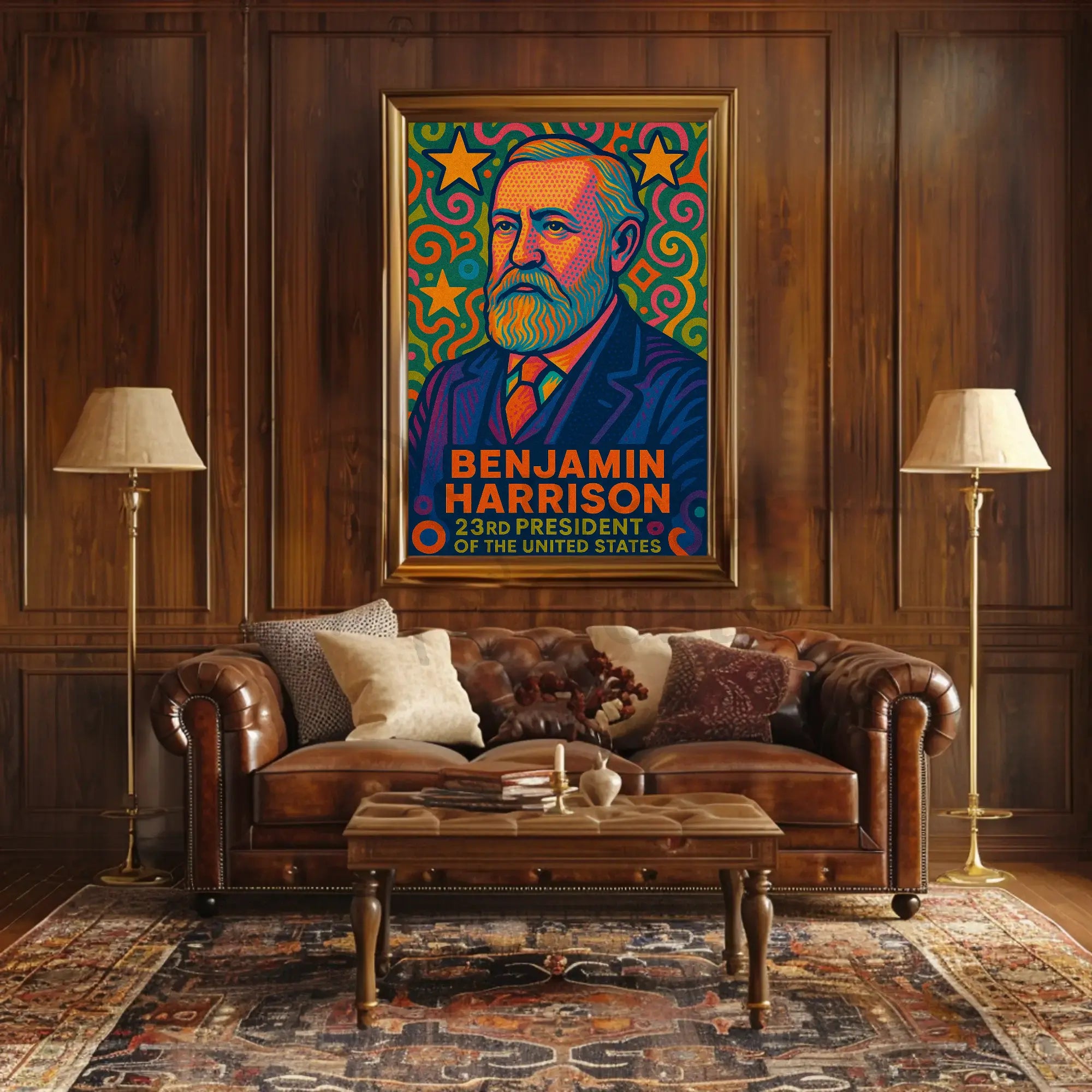 Benjamin Harrison Pop Art Presidential Poster PosterGoat