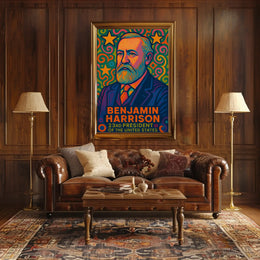 Benjamin Harrison Pop Art Presidential Poster PosterGoat